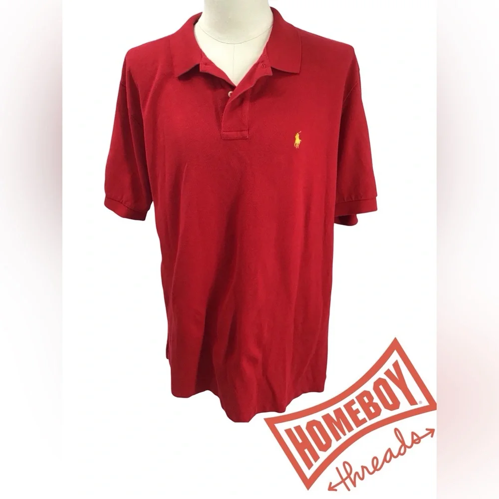 Polo‎ by Ralph Lauren Men's Red Polo Shirt Size XL